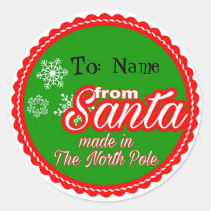 Von Santa Personalisiert Runder Aufkleber