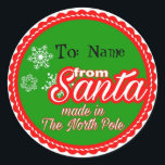 Von Santa Personalisiert Runder Aufkleber<br><div class="desc">Von Santa Personalisiert,  aus Nordpol-Aufklebern durch Santaclause*</div>