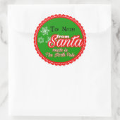 Von Santa Personalisiert Runder Aufkleber (Tasche)