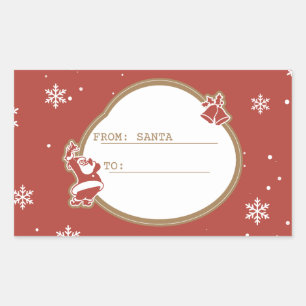 Von Santa Rotes Weihnachtsgeschenk-Tag Rechteckiger Aufkleber