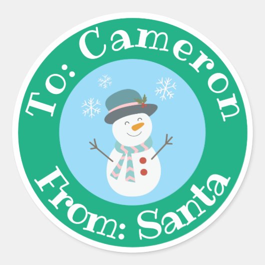 Von Santa Sticker mit Individuelle Name Niedlich S (Vorderseite)