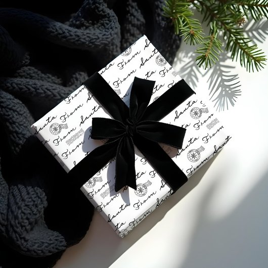 Von Santa Vintag Postage Mail Parcel White Geschenkpapier