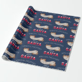 Von Santa Your Name auf Navy Blue Weihnachten Geschenkpapier (Ungerollt)