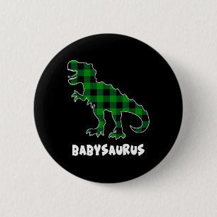 Von Saurus T-Rex Dinosauriern Kariert St Patricks  Button