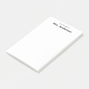Von Schreibtisch des Lehrers NamenWeiß Post-it Klebezettel