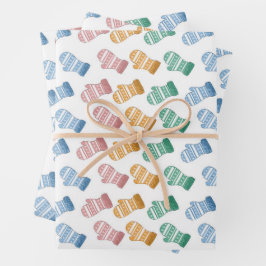 Von Scratch Sketched Mitten Gift Wrap Geschenkpapier Set