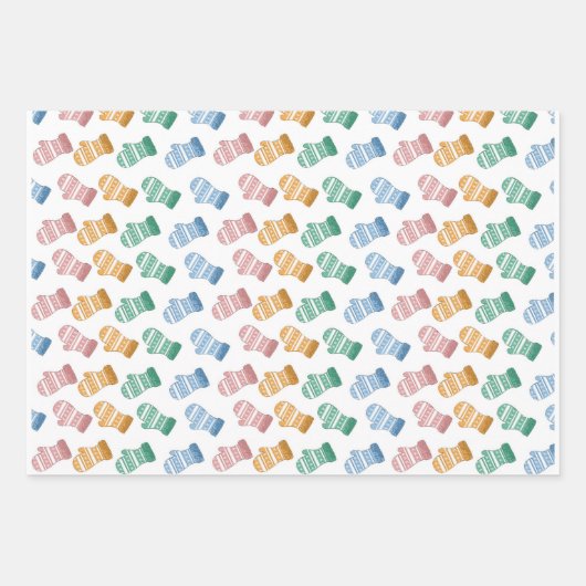 Von Scratch Sketched Mitten Gift Wrap Geschenkpapier Set (Vorderseite)