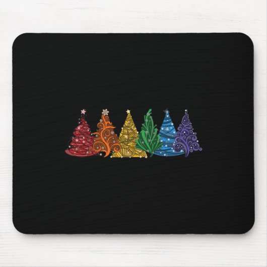 von sechs LGBTq Pride Rainbow Weihnachtsbaumen Vec Mousepad (Vorne)