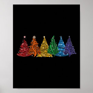 von sechs LGBTq Pride Rainbow Weihnachtsbaumen Vec Poster