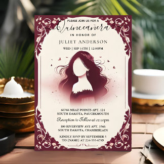 Von Silver Plum Lace Gown Boho Burgundy Quinceaner Einladung