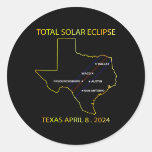 von Solar Eclipse 2024 Interaktive Karte Texas Ecl Runder Aufkleber