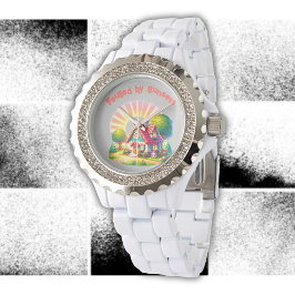 Von Sonnenuntergängen mit Niedlicher Hütte gespeis Armbanduhr