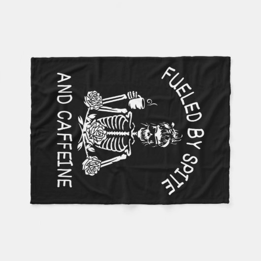 Von Spite und Coffein florales Halloween Skelett W Fleecedecke (Vorderseite (Horizontal))