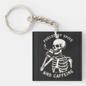 Von Spite und Coffein gespeist Skeleton Coffee Lov Schlüsselanhänger (Vorderseite)