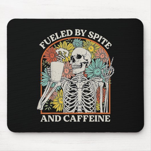 Von Spite und Coffein Skelett Halloween-Kaffee Mousepad (Vorne)