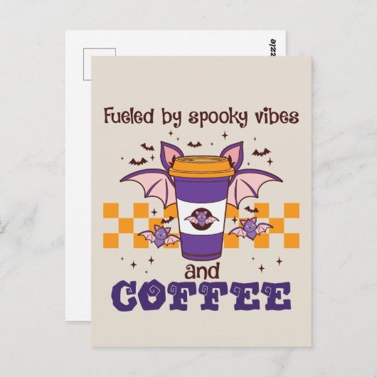 Von Spooky Vibes und Kaffee gespeist - Halloween-B Postkarte (Vorne/Hinten)