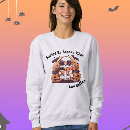 Von Spooky Vibes und Kaffee Halloween gespeist Sweatshirt
