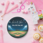 Von Team Ball Game Pitch Fun Baseball Gender Revea Pappteller (Party)