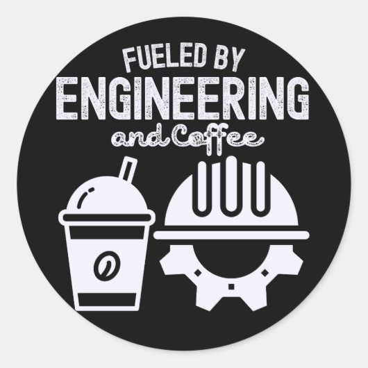 Von Technik und Kaffee angetrieben Runder Aufkleber (Vorderseite)