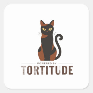 Von Tortitude angetriebene lustige Katzenaufkleber Quadratischer Aufkleber