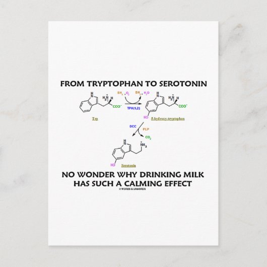 Von Tryptophan zu Serotonin (Chemie-Spaß) Postkarte (Vorderseite)