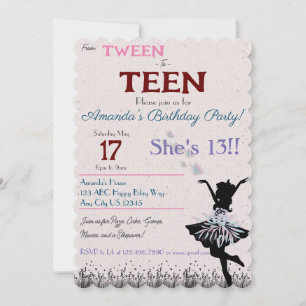 Von Tween zu Teenager-Einladung Einladung
