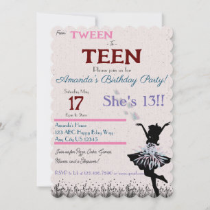 Von Tween zu Teenager-Einladung Einladung