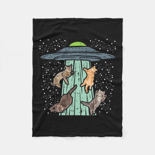 Von Ufo Funny Alien Space entführte Katzen Lover M Fleecedecke (Vorderseite)