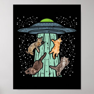 Von Ufo Funny Alien Space entführte Katzen Lover M Poster