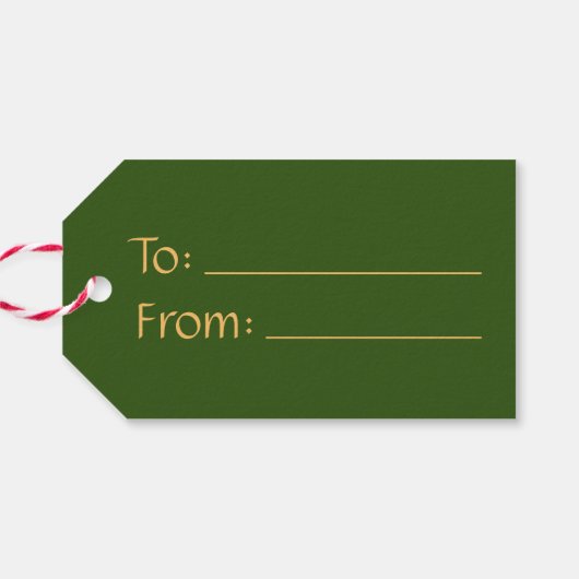 Von und zu Green Gold Elegante Einfache Weihnachte Geschenkanhänger (Rückseite Horizontal)