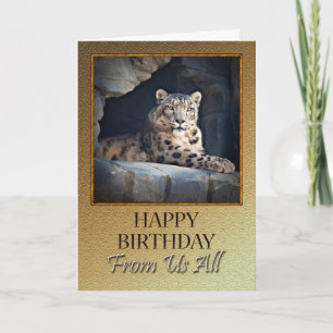 Von uns allen einen Geburtstag mit Schneeleopard Karte