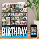 Von uns allen großen FotoCollage Geburtstag Karte<br><div class="desc">Erstellen Sie Ihre eigene große Geburtstagskarte. Die Fotovorlage ist für Sie bereit, 31 Ihrer Lieblingsfotos hinzuzufügen, von denen 30 in quadratischem / instagram Format in einer einfachen Rasterstil-Foto-Collage dargestellt werden und die Hauptsache ist in einem Frame-Portrait-Format auf der Innenseite. Die Vorderseite der Geburtstagskarte ist mit moderner überdimensionaler Typografie und Pinselskripten...</div>