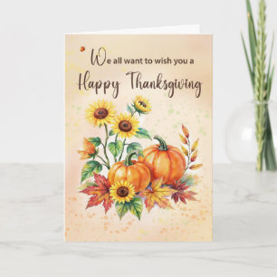 Von uns allen zu Thanksgiving Sonnenblumen Kürbiss Karte