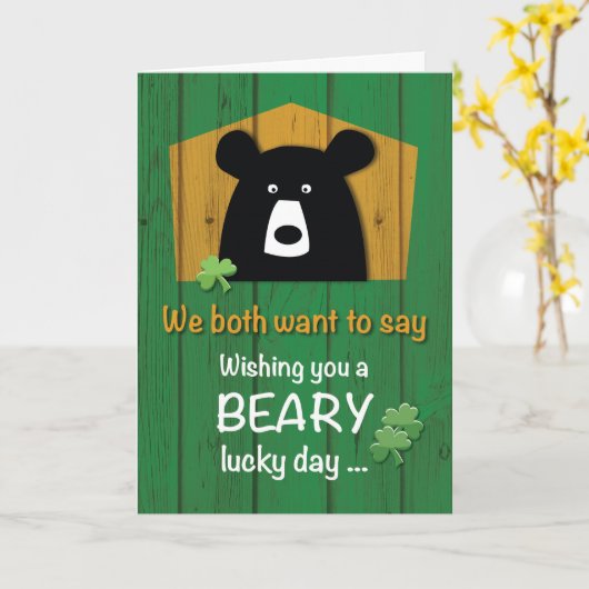 Von uns beiden, St. Patrick's Day mit Bär Karte (Gelbe Blume)