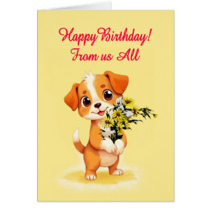 Von uns ganz Geburtstag Welpe und Blume