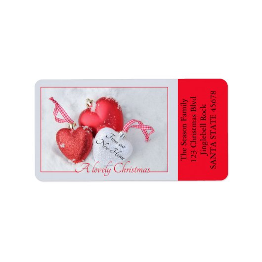 Von unseren neuen Zuhause Heart Ornamente Adressaufkleber (Vorne)