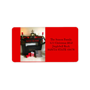 Von unserer neuen Adresse Weihnachts-Kamin Adressaufkleber