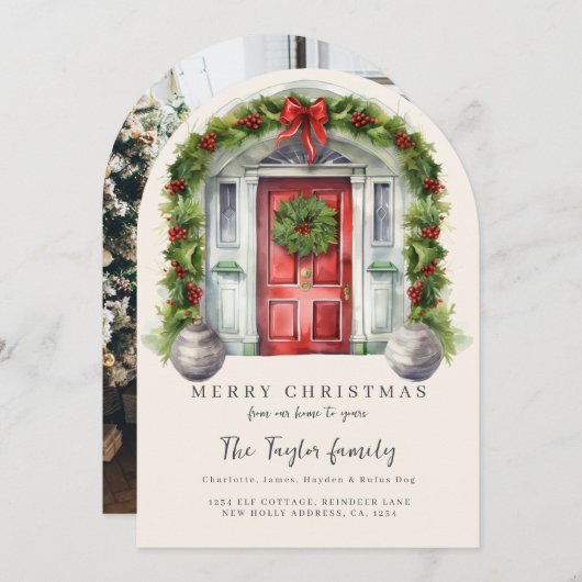 Von unserer Zuhause bis zur Weihnachtskarte Einladung (Vorne/Hinten)