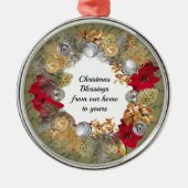 VON UNSERER ZUHAUSE ZU IHNEN | Grün | Weihnachtskr Ornament Aus Metall (Vorne)