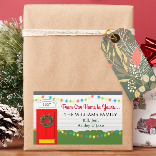 Von unserer Zuhause zu Ihrem Personalisierten Aufk Rechteckiger Aufkleber (Feiertag)