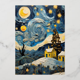 Von Van Gogh Inspirierte Vintage Weihnachtskunst Folien Feiertagskarte
