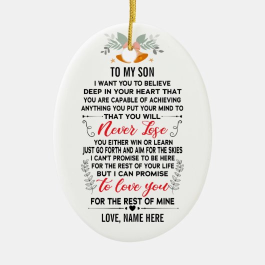 Von Vater oder Mama mit Individuelle Name zu meine Keramik Ornament (Vorne)