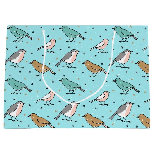 Von Vögeln und Weihnachten Aquamarinen Weihnachten Große Geschenktüte (Vorderseite)