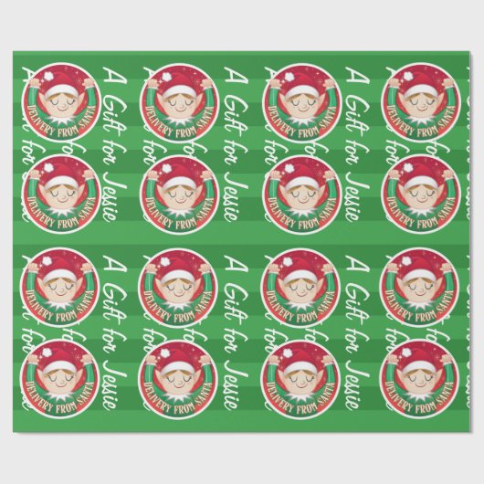 Von Weihnachten Rot im Grünen Elf Geschenkpapier (Flach)