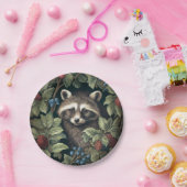 Von William Morris inspirierte Raccoon und Beeren Pappteller (Party)