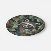 Von William Morris inspirierte Raccoon und Beeren Pappteller (Schrägansicht)