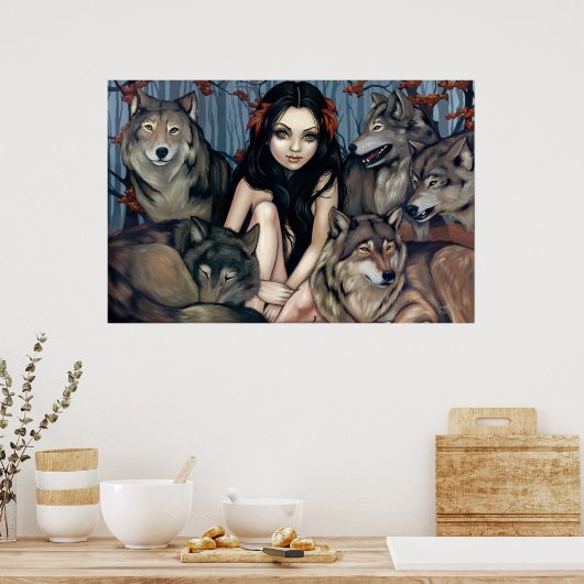 Von Wolves Fantasy Wolf Hund Art Print Poster (Küche)