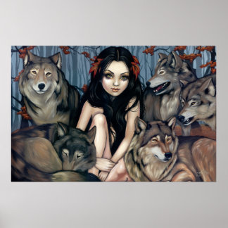 Von Wolves Fantasy Wolf Hund Art Print Poster