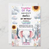 Von Wood White Elephant Geburtstag 1. Geburtstag Einladung (Vorderseite)