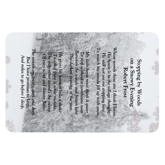 Von Woods Snowy Abend Robert Frost Gedicht stoppen Magnet (Horizontal)